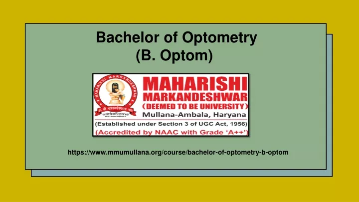 bachelor of optometry b optom