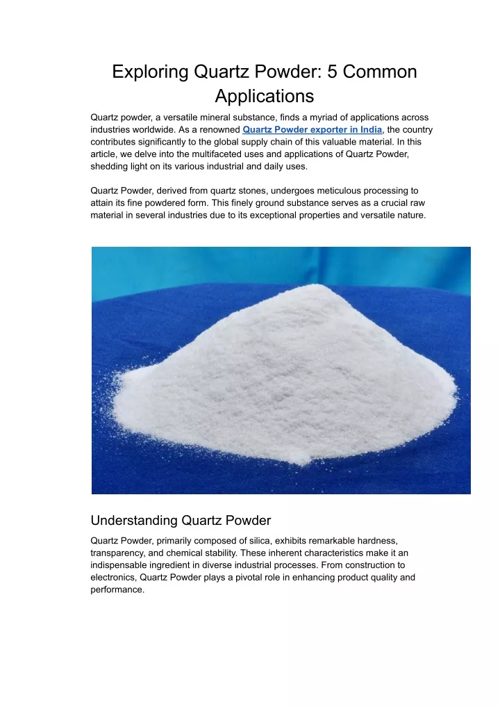 exploring quartz powder 5 common applications