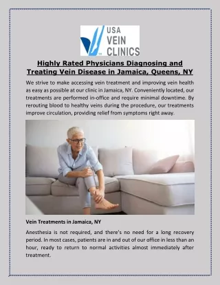 Highly Rated Physicians Diagnosing and Treating Vein Disease in Jamaica, Queens, NY