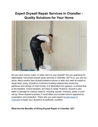 Expert Drywall Repair Services in Chandler - Quality Solutions for Your Home