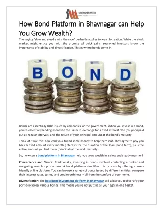 How Bond Platform in Bhavnagar can Help You Grow Wealth