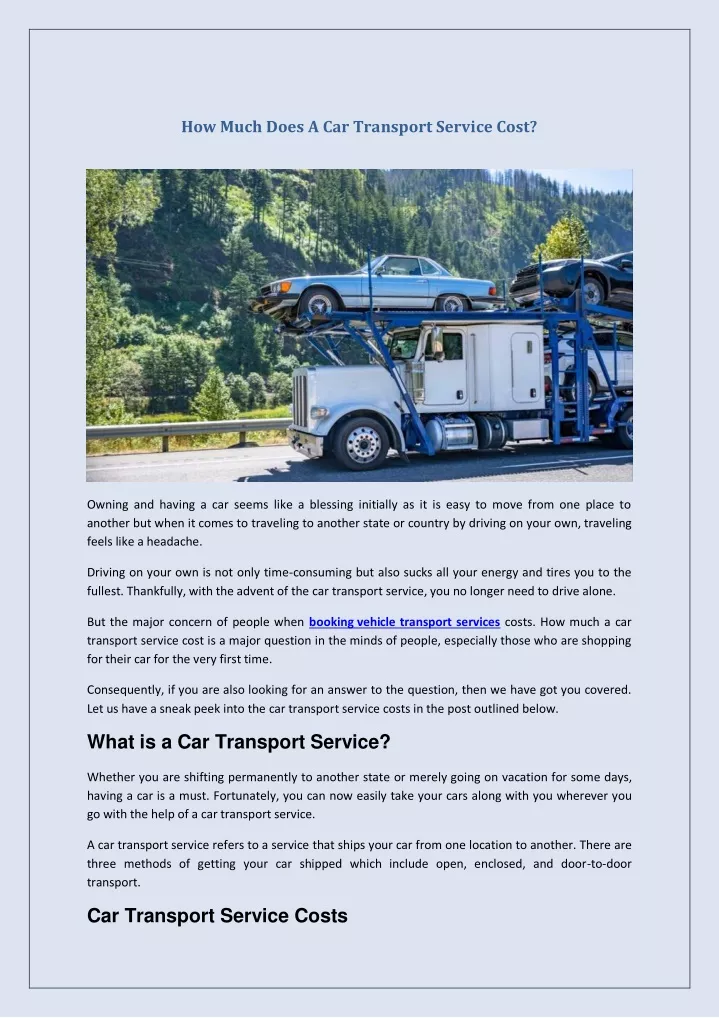 how much does a car transport service cost