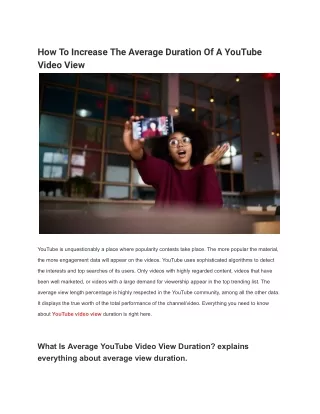 How To Increase The Average Duration Of A YouTube Video View
