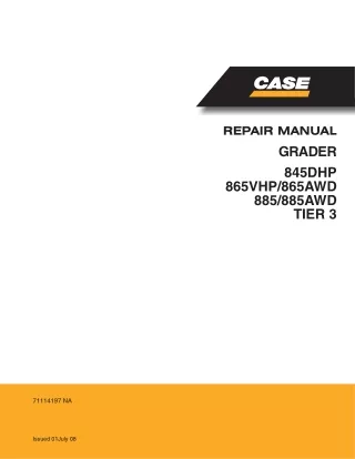 CASE 865AWD TIER 3 Motor Grader Service Repair Manual