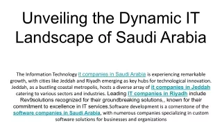Unveiling the Dynamic IT Landscape of Saudi Arabia