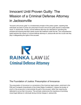 Rainka Law, LLC Criminal Defense Attorney