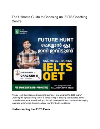 The Ultimate Guide to Choosing an IELTS Coaching Centre