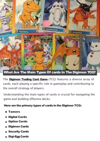 What Are The Main Types Of cards In The Digimon TCG?