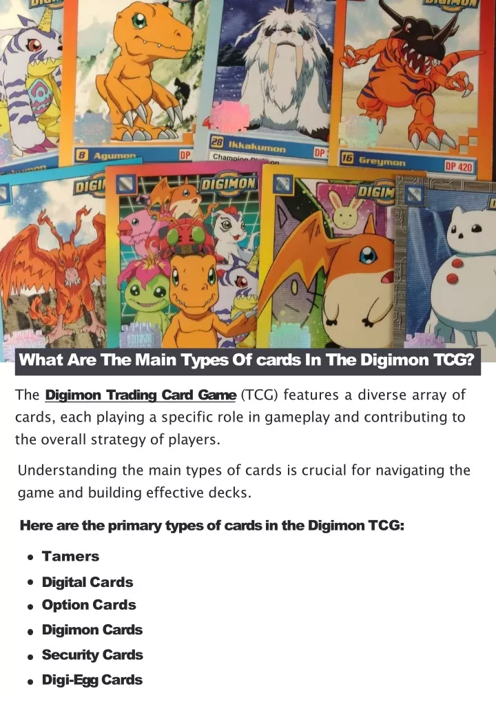 what are the main types of cards in the digimon