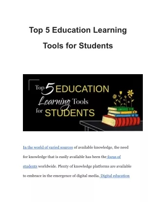 Top 5 Education Learning Tools for Students