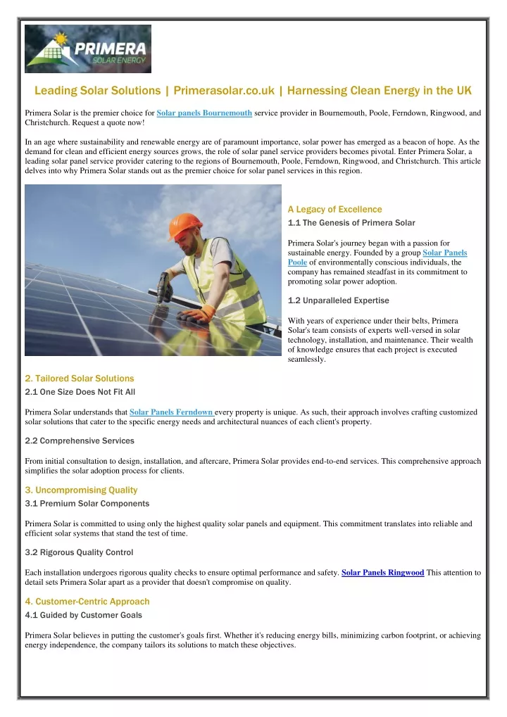 leading solar solutions primerasolar