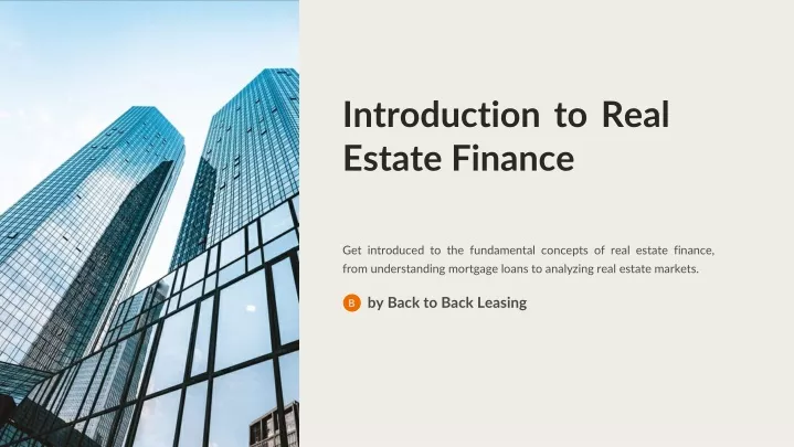 introduction to real estate finance
