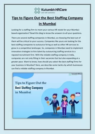 Tips to Figure Out the Best Staffing Company in Mumbai
