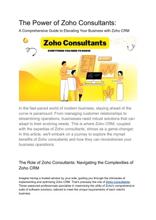 The Power of Zoho Consultants