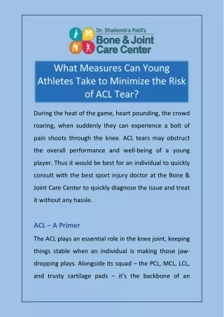 What Measures Can Young Athletes Take to Minimize the Risk of ACL Tear