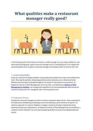 what qualities make a restaurant manager really