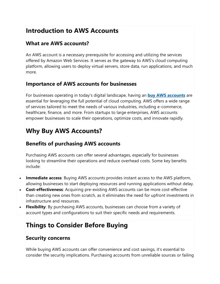 introduction to aws accounts