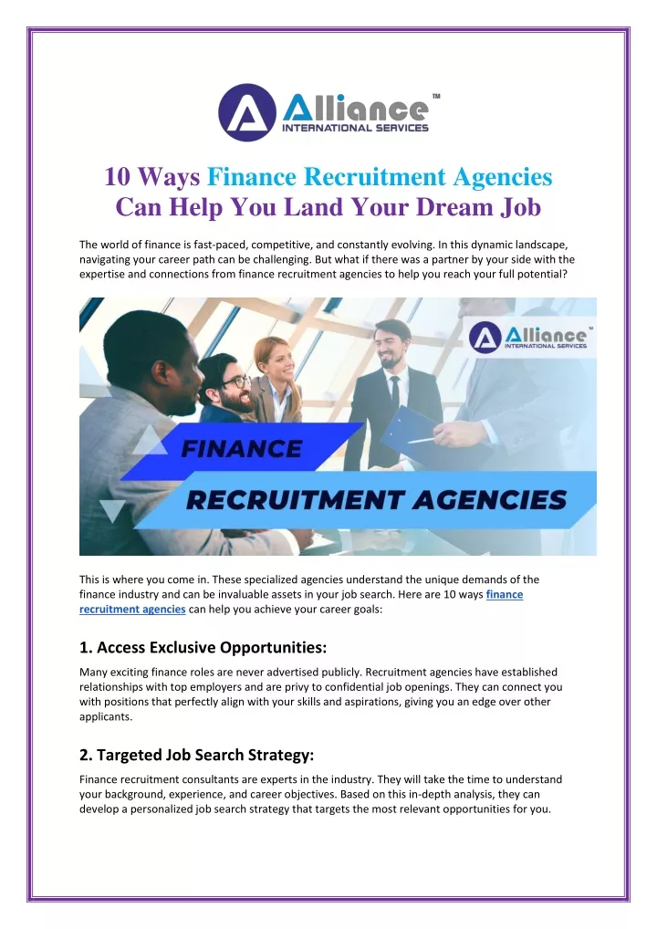 10 ways finance recruitment agencies can help