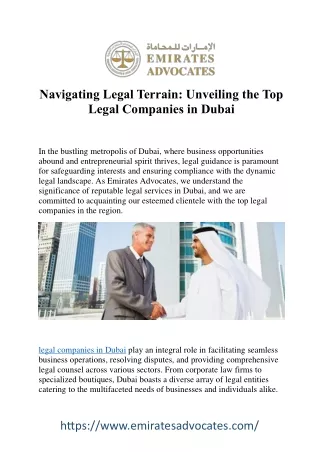legal companies in Du Navigating Legal Matters: Top Legal Companies in Dubai