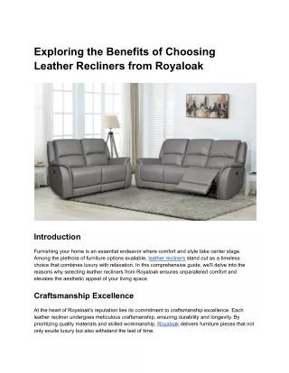 Exploring the Benefits of Choosing Leather Recliners from Royaloak