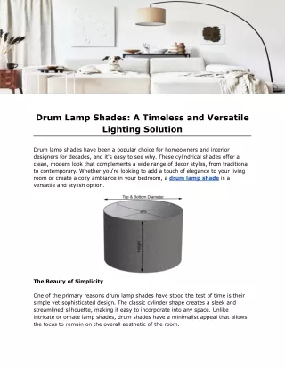 Drum Lamp Shades: A Timeless and Versatile Lighting Solution