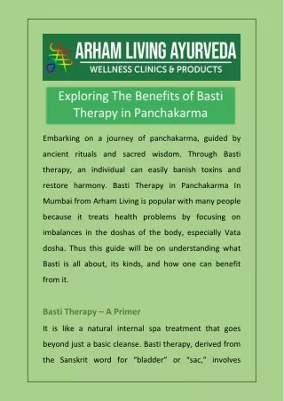 Exploring The Benefits of Basti Therapy in Panchakarma