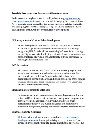 trends in cryptocurrency development companies