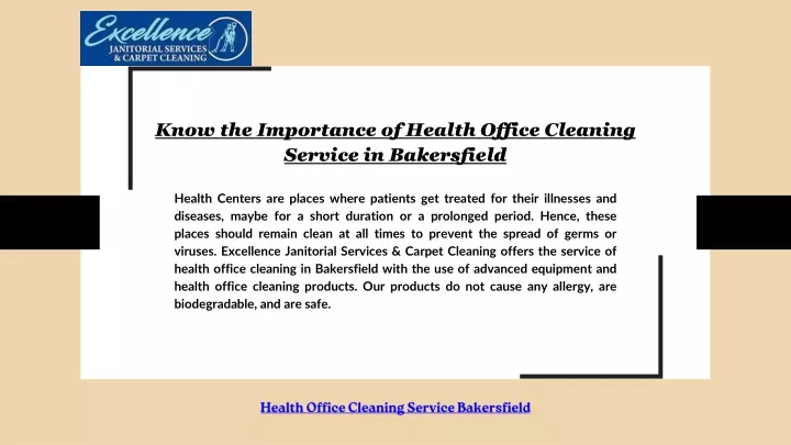 know the importance of health office cleaning