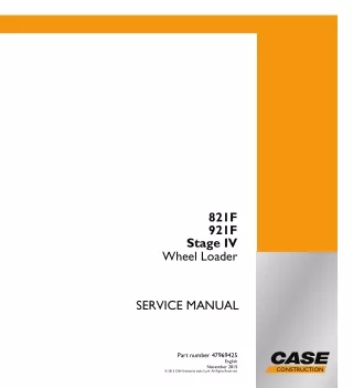 CASE 921F ZBAR Wheel Loader Service Repair Manual