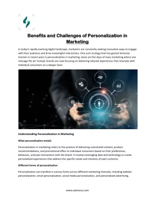 Benefits and Challenges of Personalization in Marketing