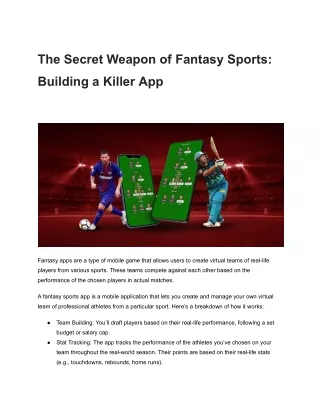 The Secret Weapon of Fantasy Sports_ Building a Killer App