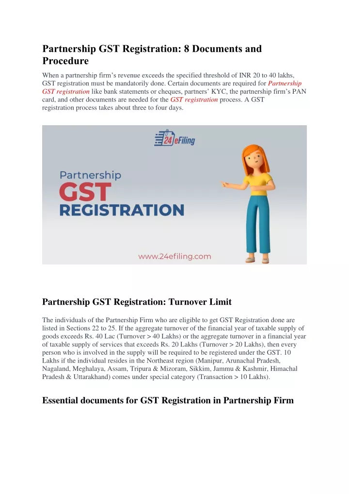 partnership gst registration 8 documents
