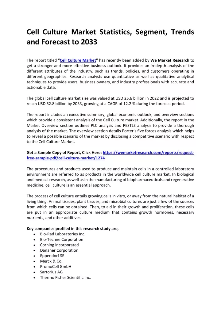 cell culture market statistics segment trends