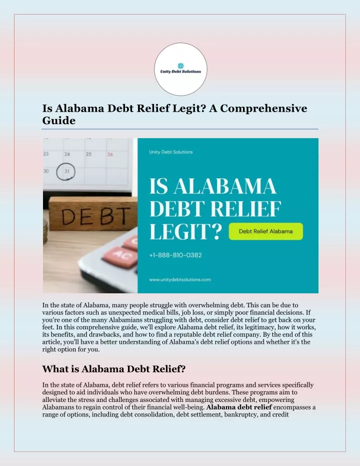is alabama debt relief legit a comprehensive guide