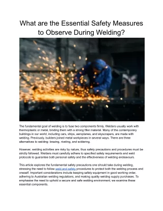What are the Essential Safety Measures to Observe During Welding