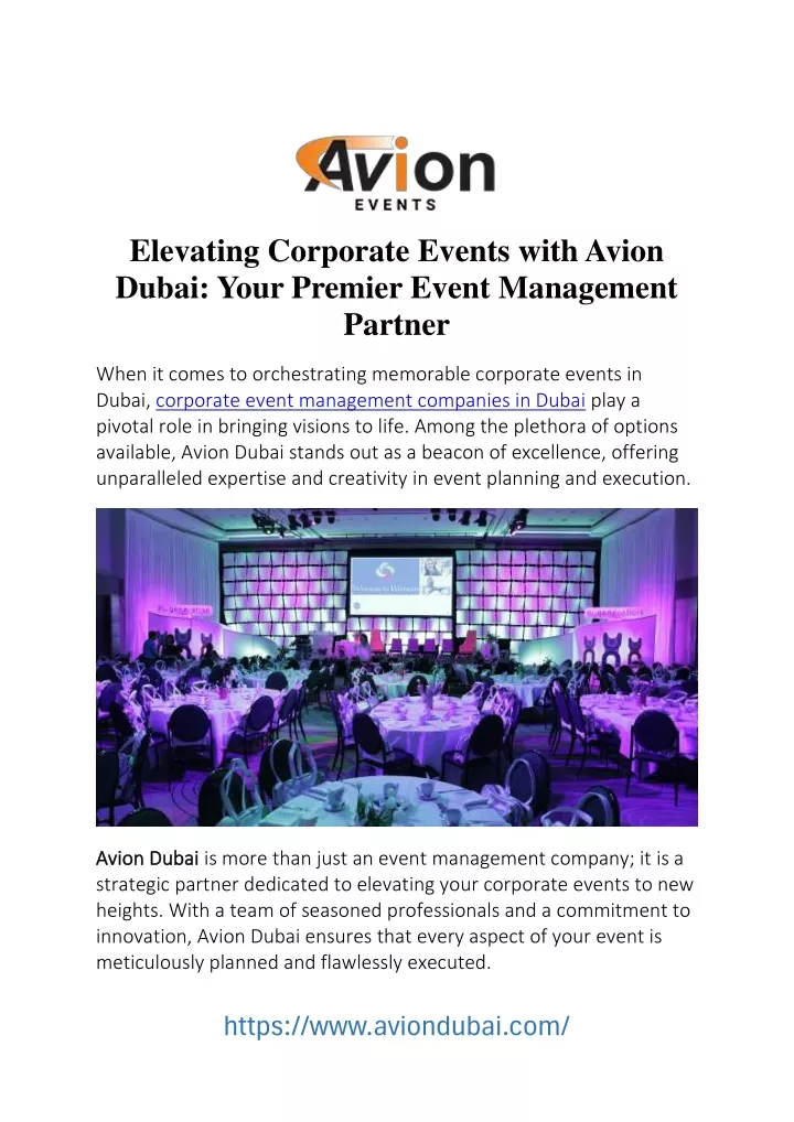 elevating corporate events with avion dubai your