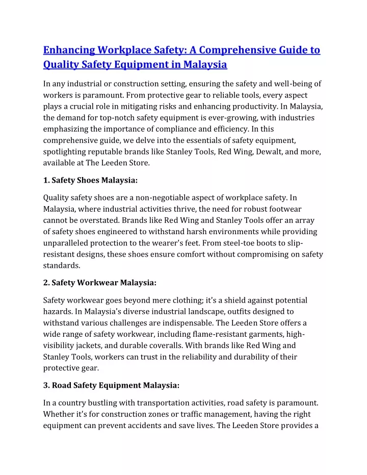 enhancing workplace safety a comprehensive guide