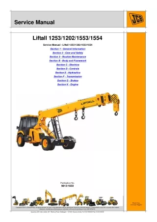 JCB 1253, 1202, 1553, 1554 Liftall Service Repair Manual From 1900650 To 1902499