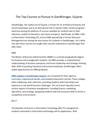 The Top Courses to Pursue in Gandhinagar Gujarat