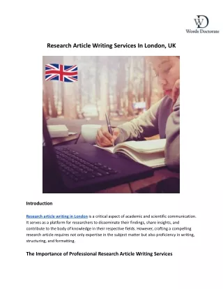 Research Article Writing Services In London, UK