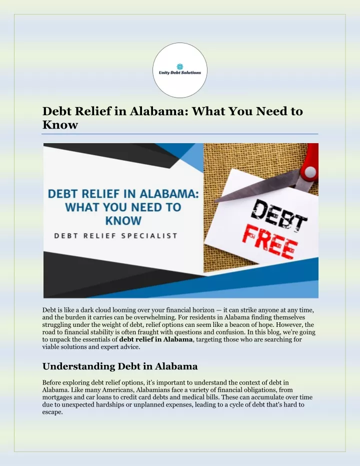 debt relief in alabama what you need to know