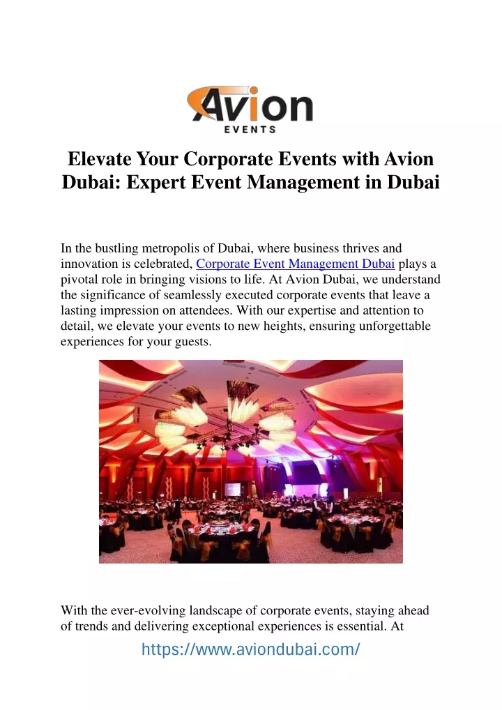 elevate your corporate events with avion dubai