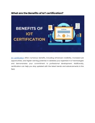 What are the benefits of IoT certification_