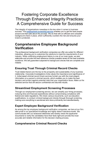 Fostering Corporate Excellence Through Enhanced Integrity Practices A Comprehensive Guide for Success