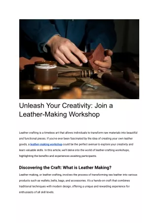 Unleash Your Creativity_ Join a Leather-Making Workshop
