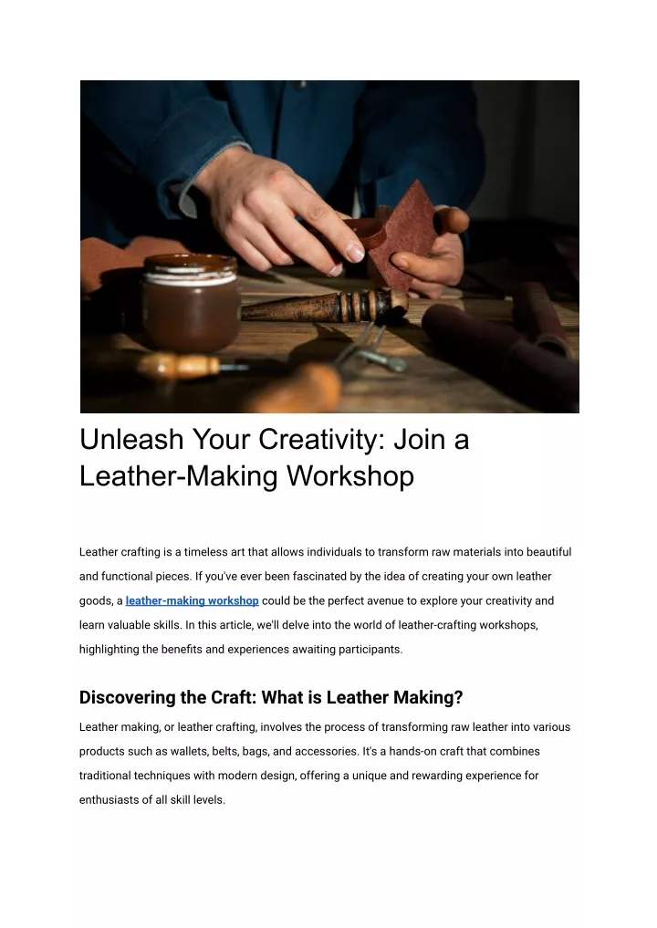 unleash your creativity join a leather making