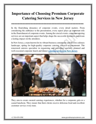 Importance of Choosing Premium Corporate Catering Services in New Jersey