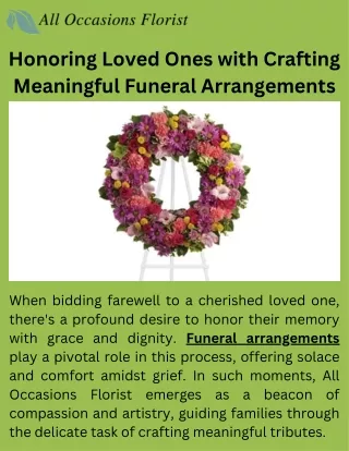 Elegant Farewell with All Occasions Florist's Thoughtful Funeral Arrangements