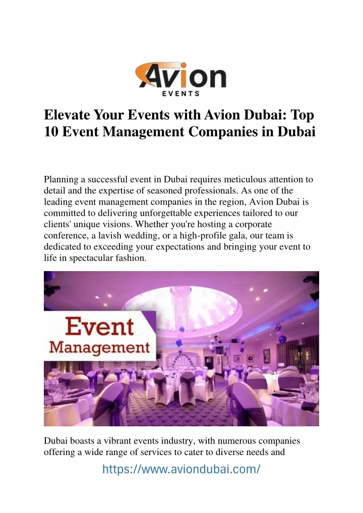 elevate your events with avion dubai top 10 event