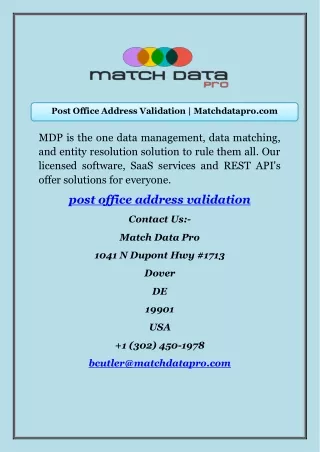 Post Office Address Validation | Matchdatapro.com